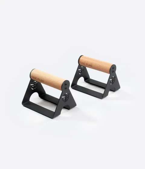 Eric Flag Push-Up Handles, beech grip on a steel base