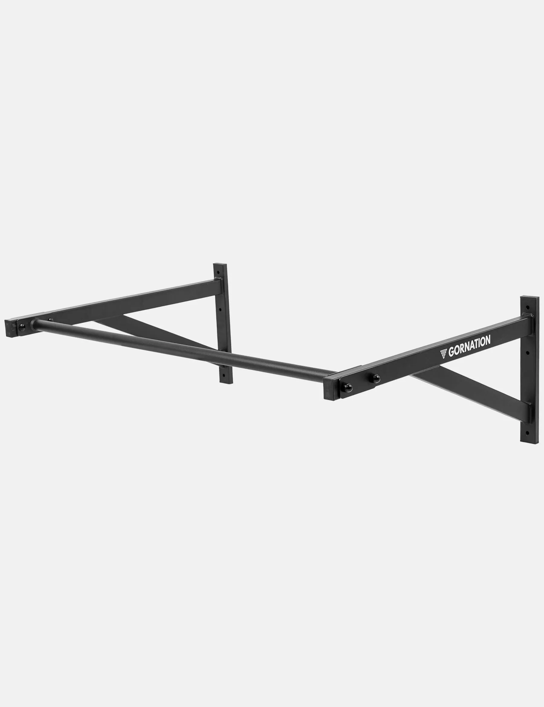 Gornation wall-mounted pull-up bar - black steel, straight grip, wall bracket