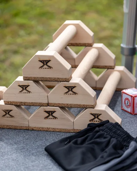 MX Bars Practice, 40 cm unvarnished beech parallettes with cork pads