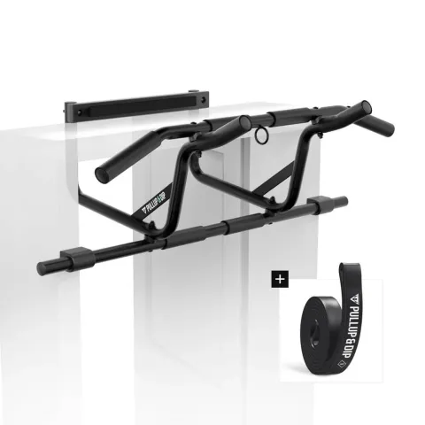 Pullup & Dip Doorway Pull-Up Bar hooked on a door frame