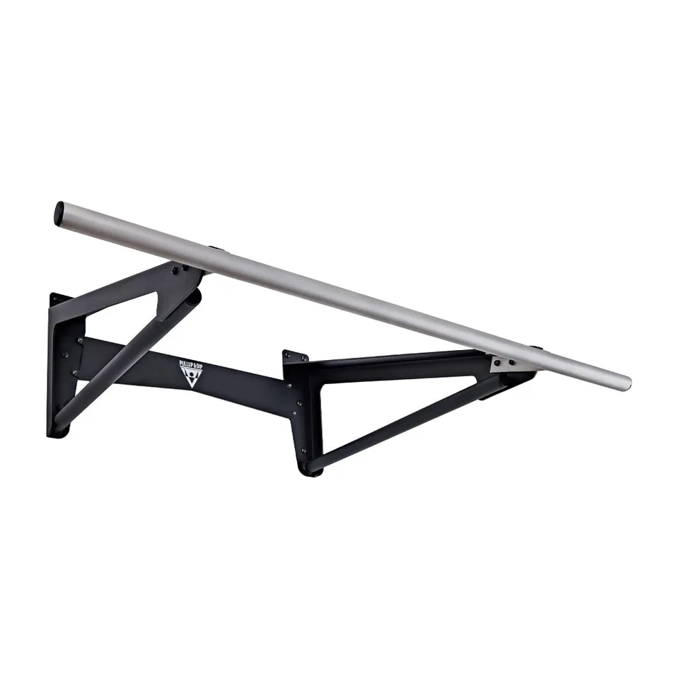 Pullup & Dip wall-mounted muscle-up bar - silver bar, black powder-coated steel frame