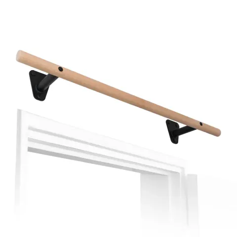 Pullup & Dip wooden pull-up bar, beech bar on black steel brackets